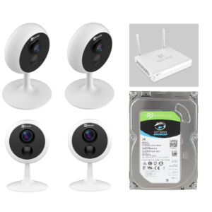 [Kit]  Комплект из 4 Wi-Fi камер видеонаблюдения и регистратора для офиса