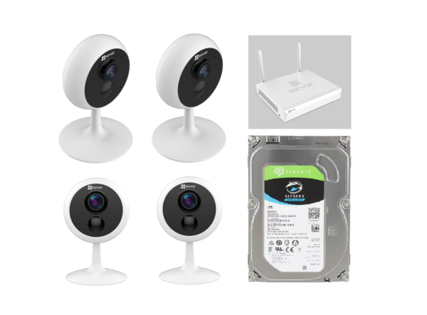 [Kit]  Комплект из 4 Wi-Fi камер видеонаблюдения и регистратора для офиса